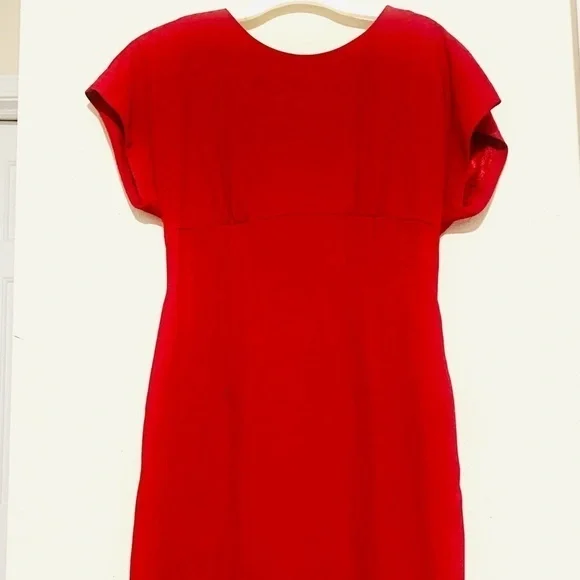 DONNA RICCO Rare Red ruffled removable shoulder sheath dress women’s size 8P - Picture 5 of 12